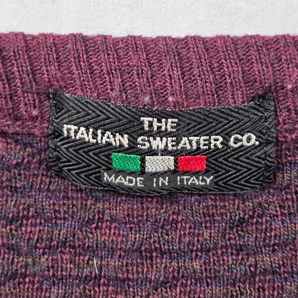 Vintage The Italian Sweater Co Sweater Mens Large Red Geometric Wool Blend 90s - Picture 3 of 8